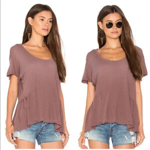 Current/Elliott The Girlie Tee Mauve Distressed Ruffle T-shirt Size 2/M